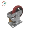 6 Inch 8 Inch Heavy Duty Casting PU On Iron Core Wheel Shock Absorb Caster Wheels With Spring